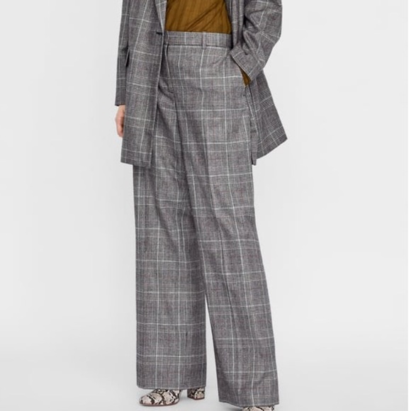 NWT ZARA WIDE LEG CHECKERED PANT - Picture 2 of 7